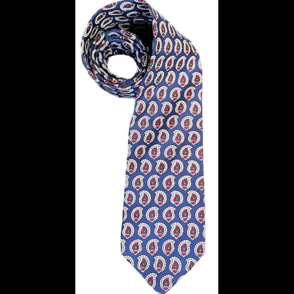 Jos. A. Bank Executive Collection 100% Silk‎ Navy Fleur Tie V26